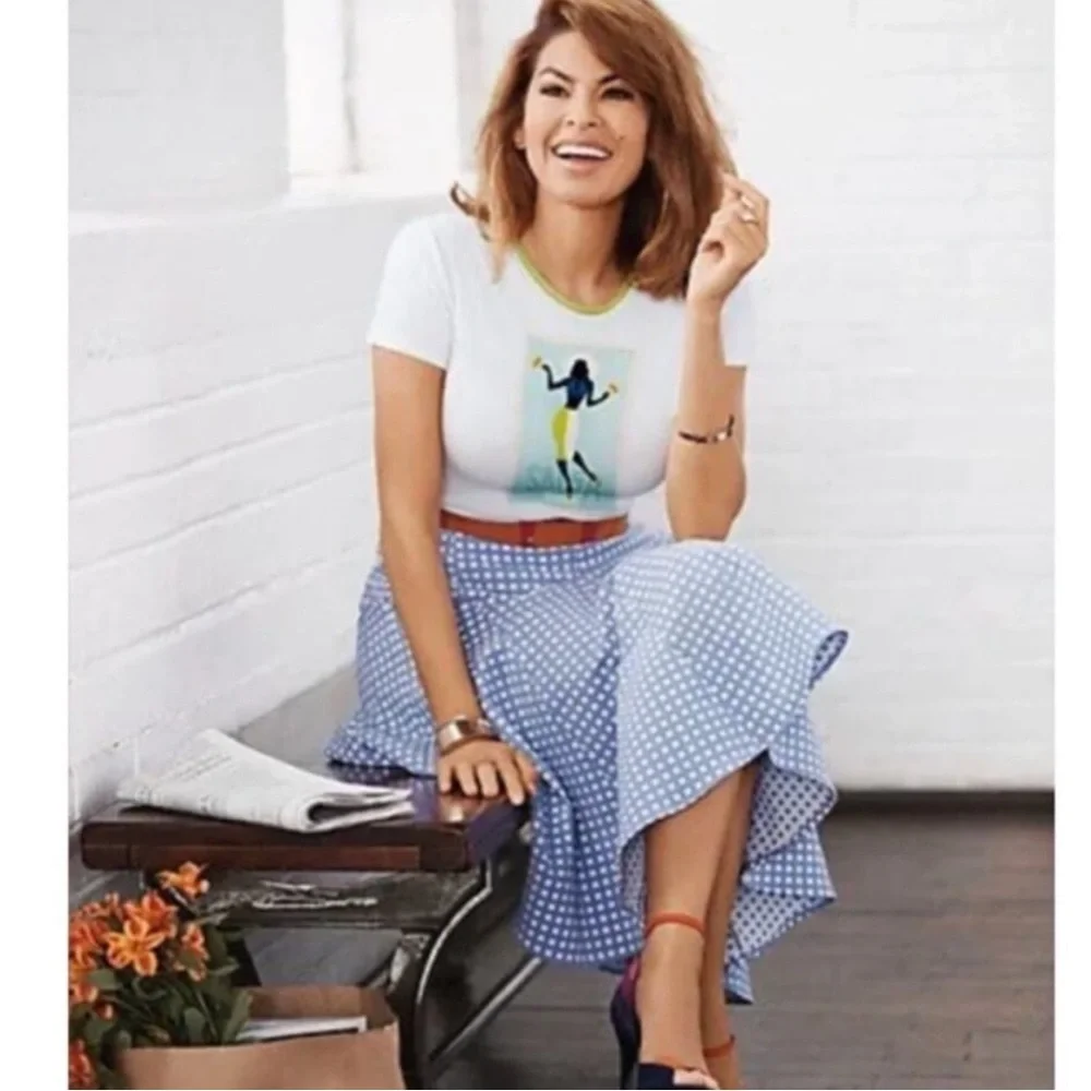 Eva Mendes | Purple Gingham A-Line Skirt | Size 6 - Picture 2 of 6